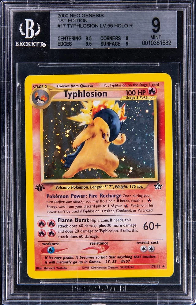 2000 Pokemon Neo Genesis 1st Edition Rare Holofoil Typhlosion #17 card image