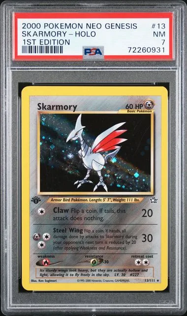 2000 Pokemon Neo Genesis 1st Edition Skarmory-Holo #13 card image