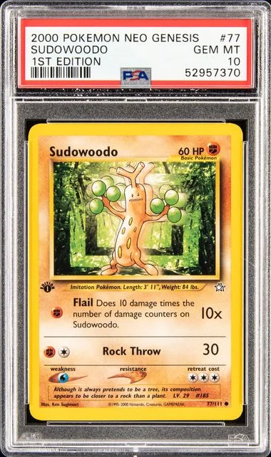 2000 Pokemon Neo Genesis 1st Edition Sudowoodo #77 card image