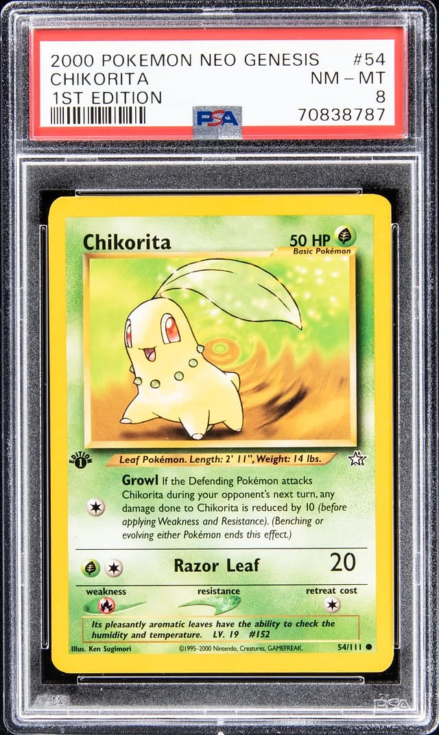 2000 Pokemon Neo Genesis First Edition Chikorita #54 card image