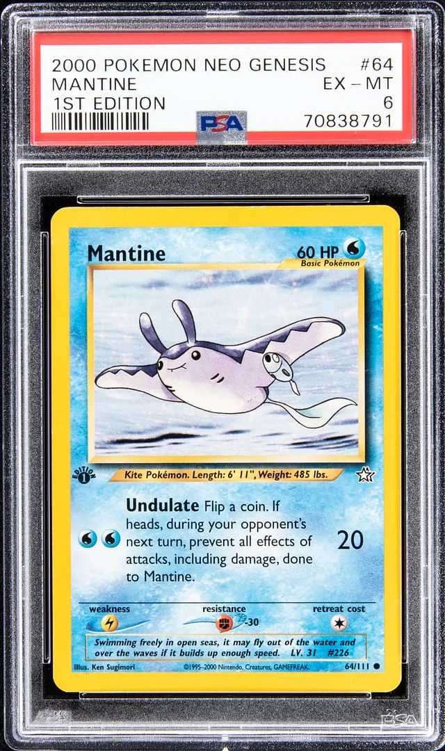 2000 Pokemon Neo Genesis First Edition Mantine #64 card image