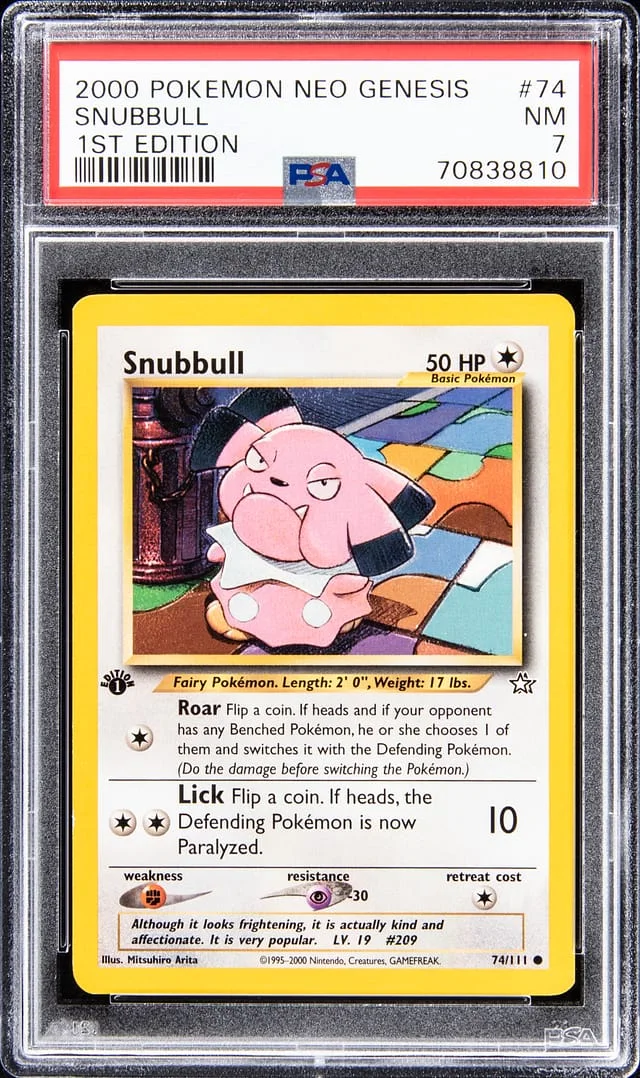 2000 Pokemon Neo Genesis First Edition Snubbull #74 card image