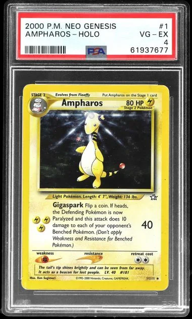 2000 Pokemon Neo Genesis Holofoil Ampharos #1 card image