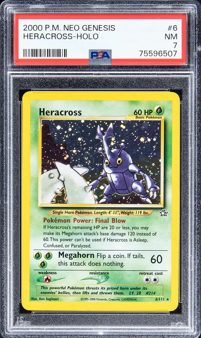 2000 Pokemon Neo Genesis Holofoil Heracross #6 card image