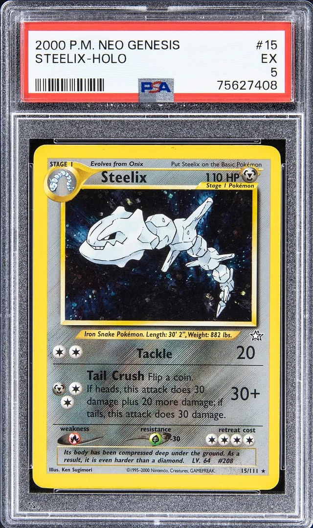 2000 Pokemon Neo Genesis Holofoil Steelix #15 card image