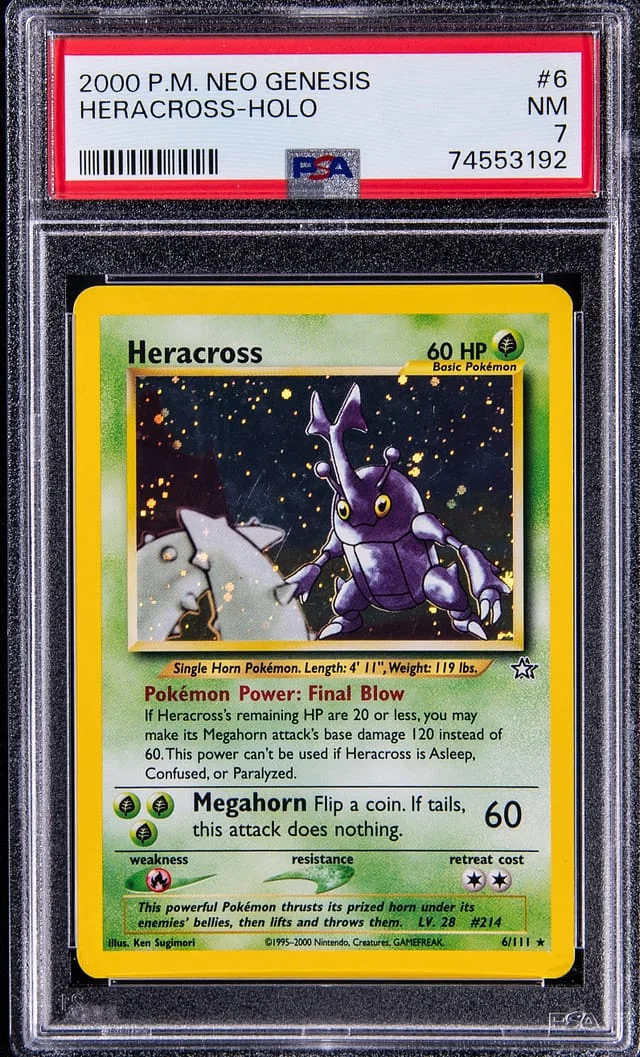 2000 Pokemon Neo Genesis Rare Holofoil Heracross #6 card image