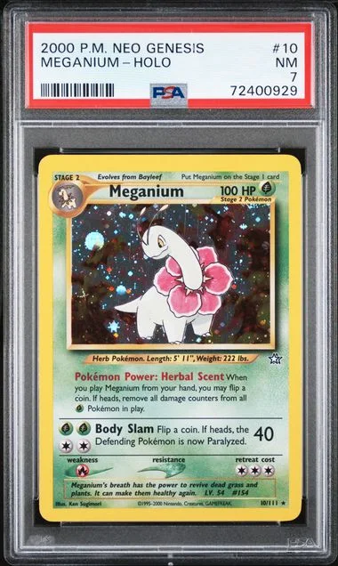 2000 Pokemon Neo Genesis Rare Holofoil Meganium #10 card image