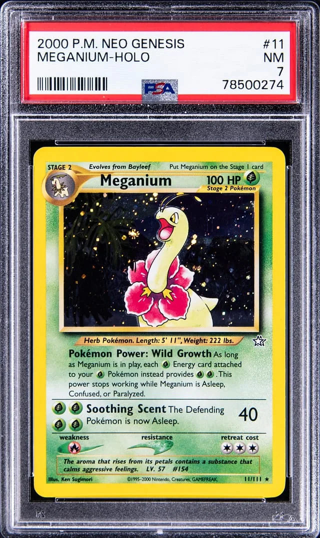 2000 Pokemon Neo Genesis Rare Holofoil Meganium #11 card image