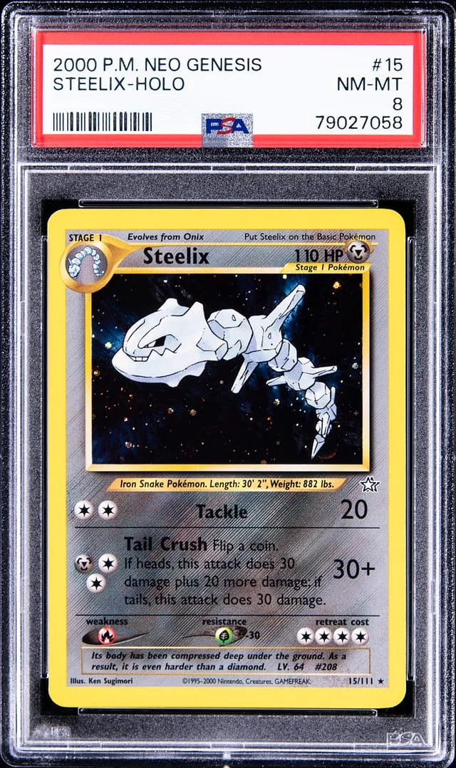 2000 Pokemon Neo Genesis Rare Holofoil Steelix #15 card image