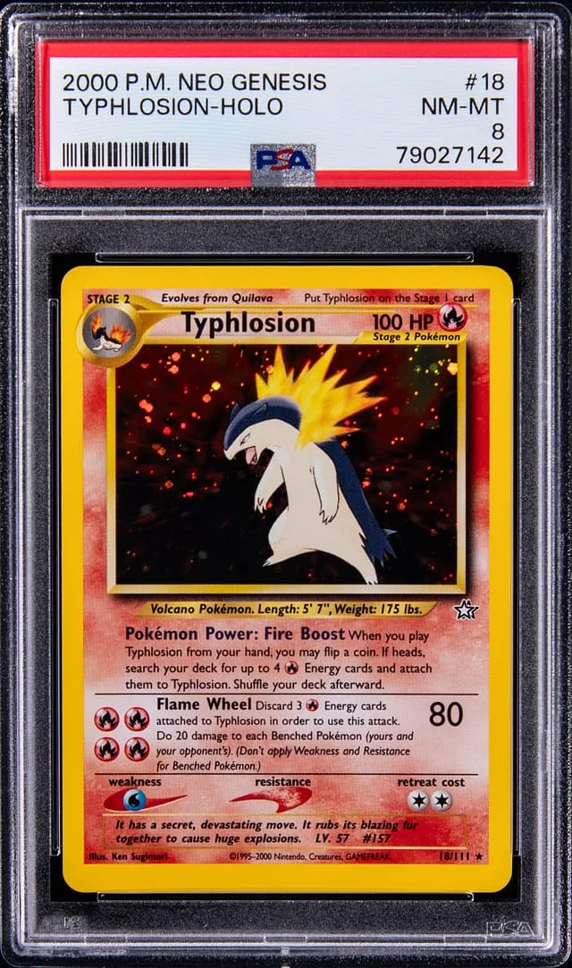 2000 Pokemon Neo Genesis Rare Holofoil Typhlosion #18 card image
