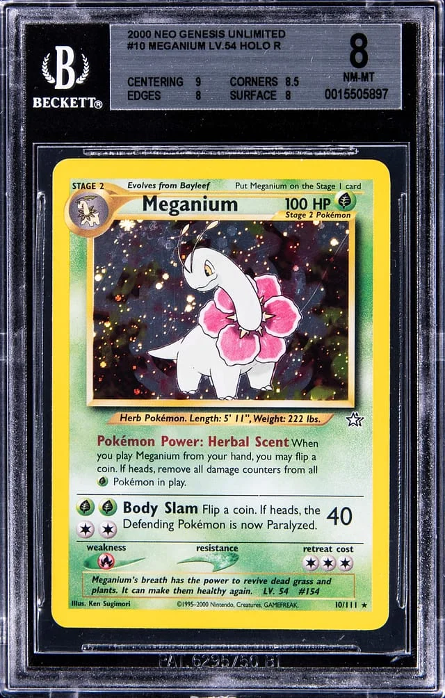 2000 Pokemon Neo Genesis Unlimited Holo R Meganium #10 card image