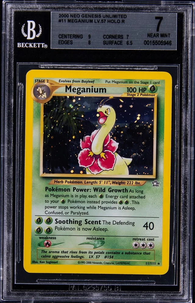 2000 Pokemon Neo Genesis Unlimited Holo R Meganium #11 card image