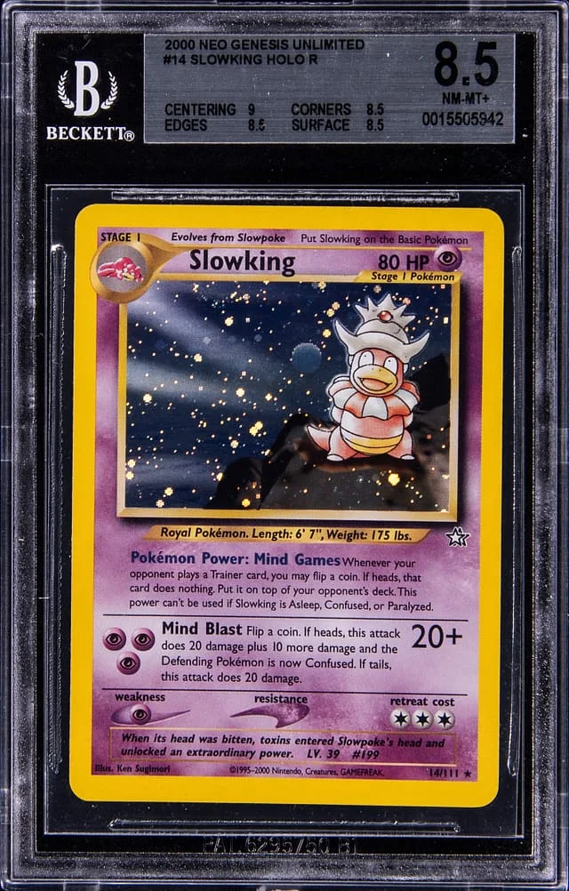 2000 Pokemon Neo Genesis Unlimited Holo R Slowking #14 card image