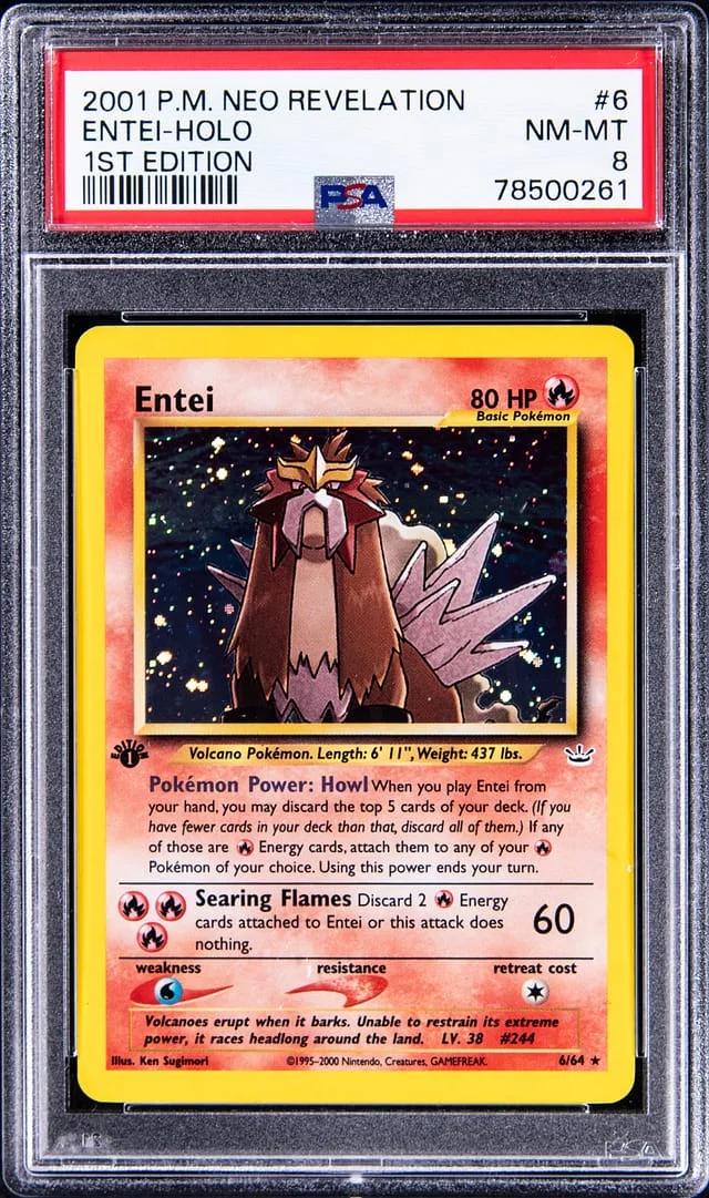 2000 Pokemon Neo Revelation 1st Edition Rare Holofoil Entei #6 card image