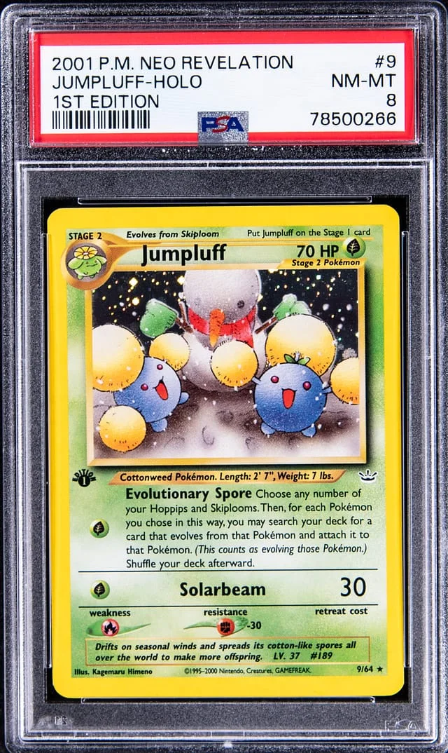 2000 Pokemon Neo Revelation 1st Edition Rare Holofoil Jumpluff #9 card image