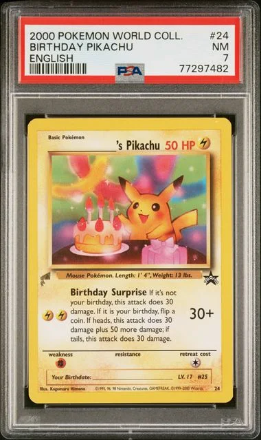 2000 Pokemon Pikachu World English Birthday Pikachu #24 card image