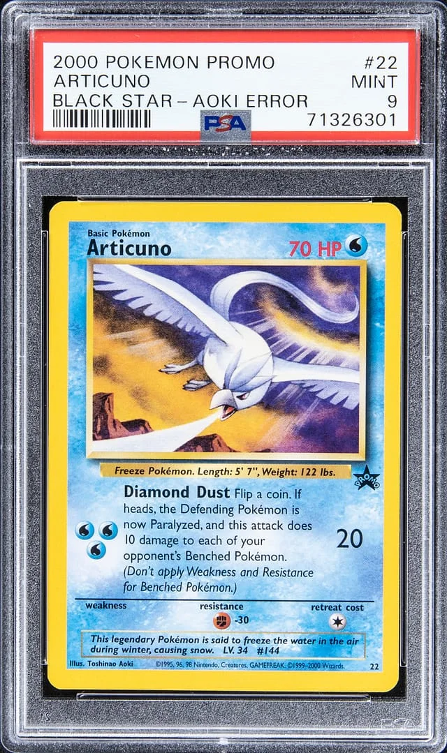 2000 Pokemon Promo Black Star Aoki Error Articuno #22 card image