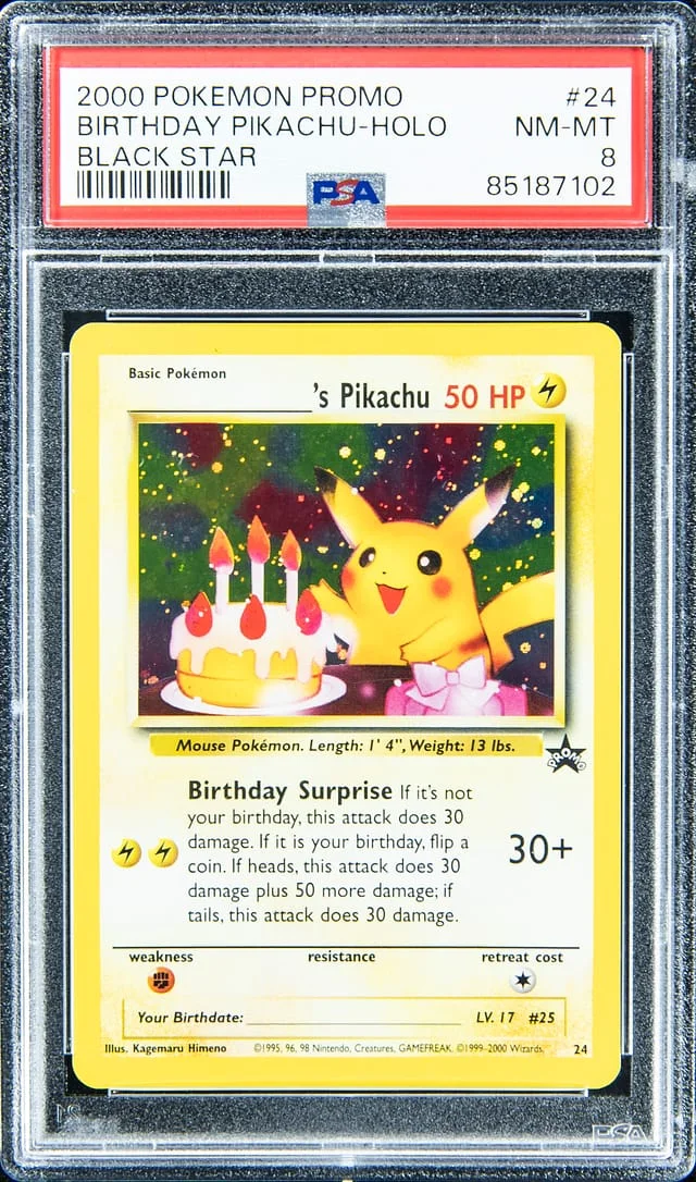 2000 Pokemon Promo Black Star Birthday Pikachu Holo #24 card image