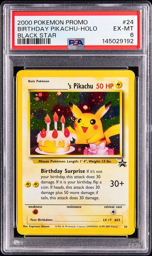2000 Pokemon Promo Black Star Holo Birthday Pikachu #24 card image