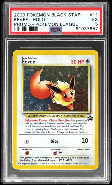 2000 Pokemon Promo Black Star Pokemon League Holofoil Eevee #11 card image