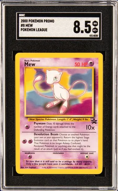 2000 Pokemon Promo Black Star Pokemon League Mew #8 card image