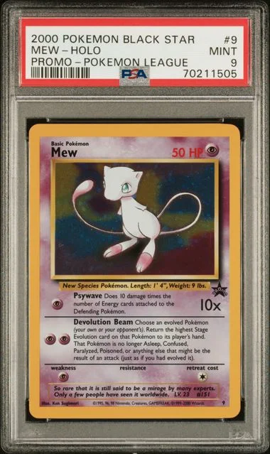 2000 Pokemon Promo Black Star Pokemon League Mew-Holo #9 card image