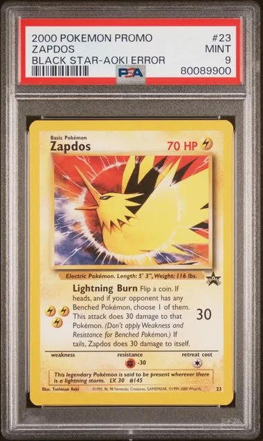2000 Pokemon Promo Black Star Toshinao Aoki Error Zapdos #23 card image