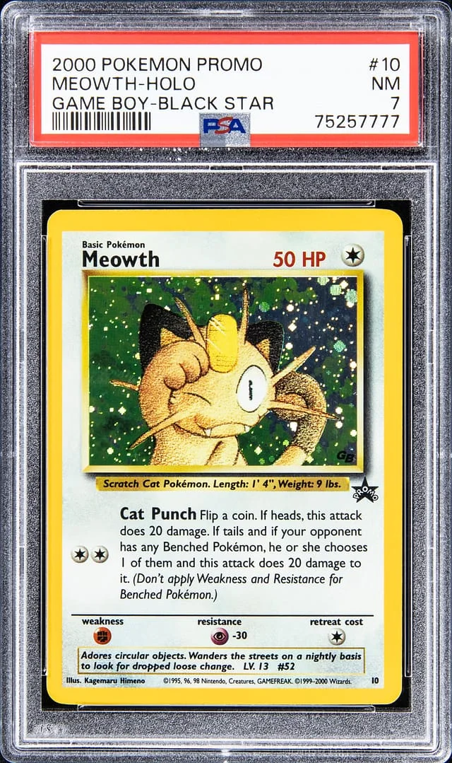 2000 Pokemon Promo Gameboy - Blackstar - Holo Meowth #10 card image