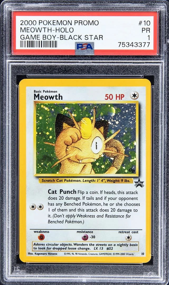 2000 Pokemon Promo Holofoil Game Boy - Black Star Meowth #10 card image