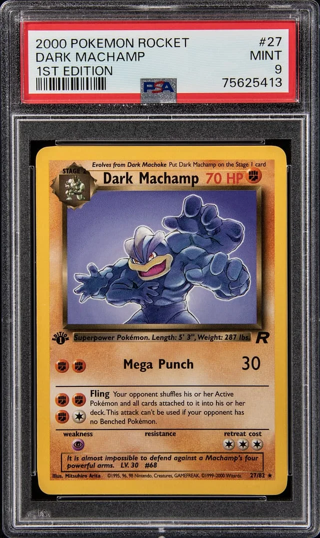 2000 Pokemon Rocket 1st Edition Dark Machamp #27 card image