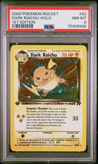 2000 Pokemon Rocket 1st Edition Dark Raichu Holo #83 card image