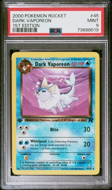 2000 Pokemon Rocket 1st Edition Dark Vaporeon #45 card image