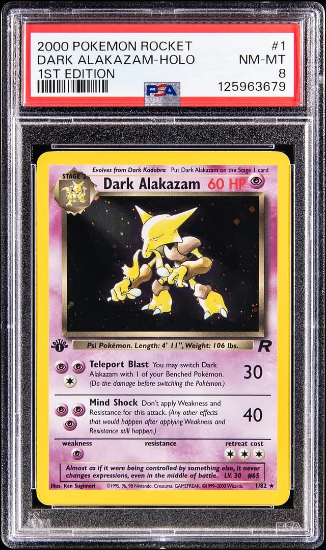 2000 Pokemon Rocket 1st Edition Holo Dark Alakazam #1 card image