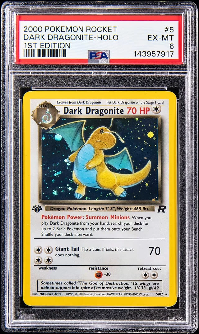 2000 Pokemon Rocket 1st Edition Holo Dark Dragonite #5 card image
