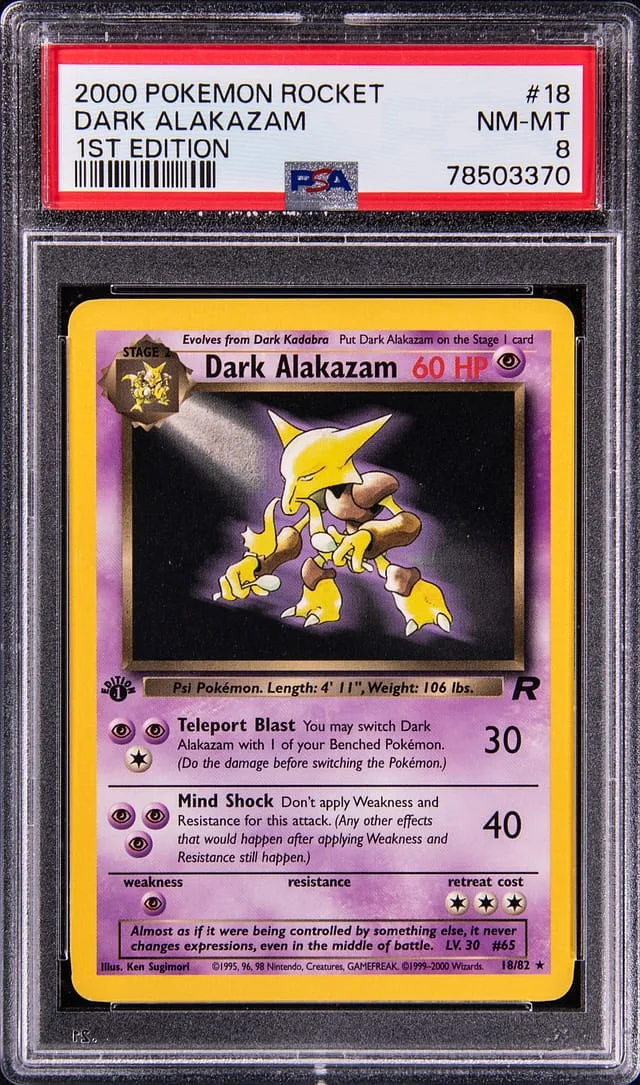 2000 Pokemon Rocket 1st Edition Rare Dark Alakazam #18 card image