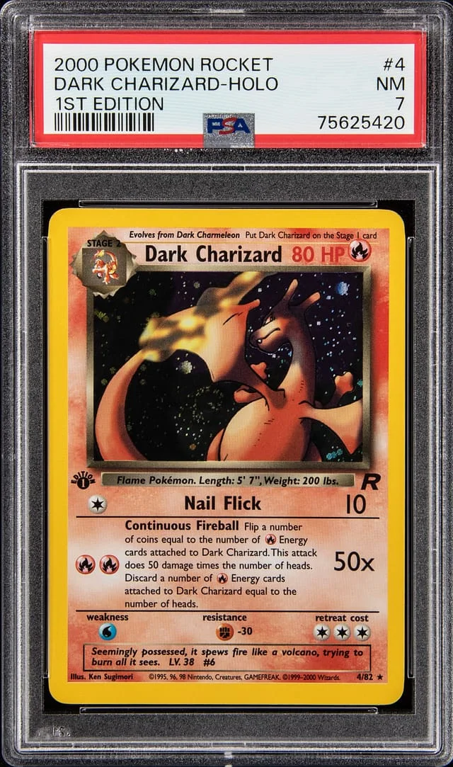 2000 Pokemon Rocket 1st Edition Rare Holofoil Dark Charizard #4 card image