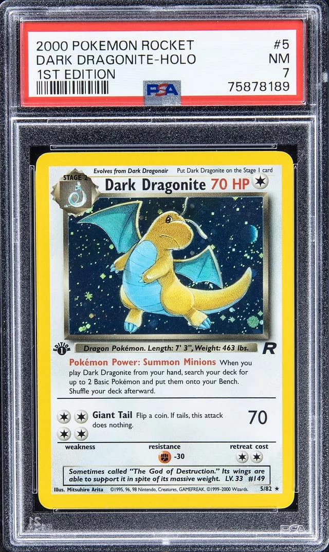 2000 Pokemon Rocket 1st Edition Rare Holofoil Dark Dragonite #5 card image