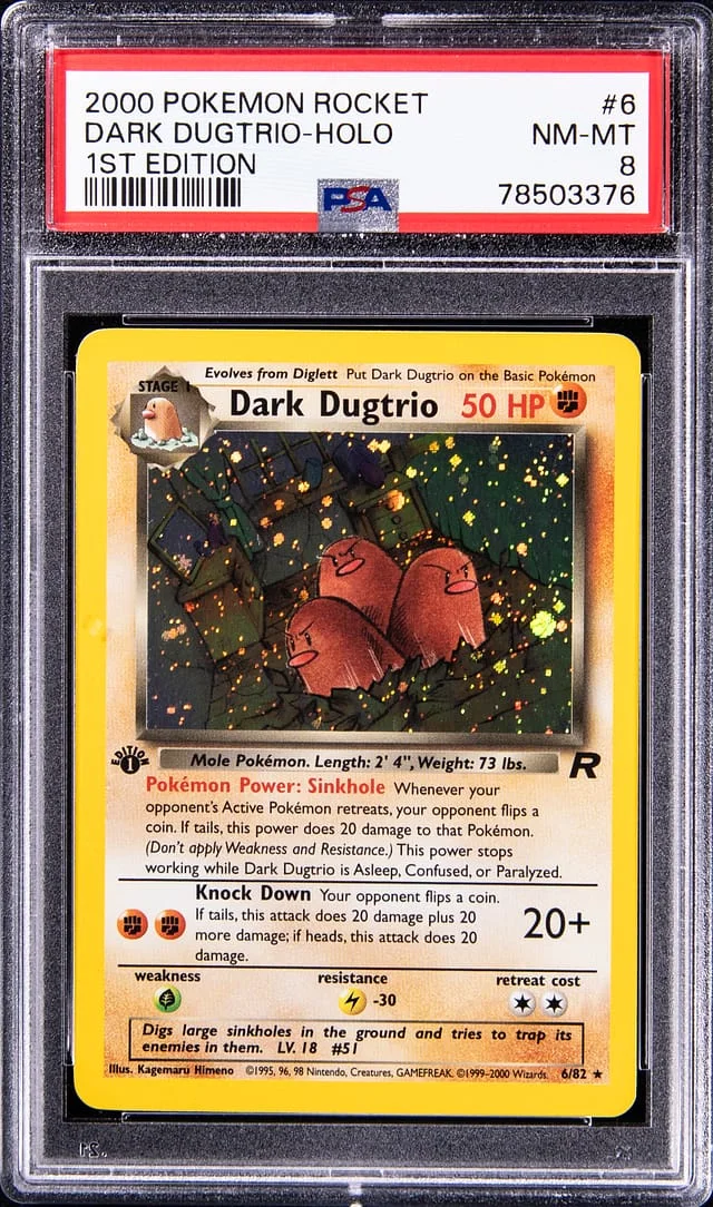 2000 Pokemon Rocket 1st Edition Rare Holofoil Dark Dugtrio #6 card image
