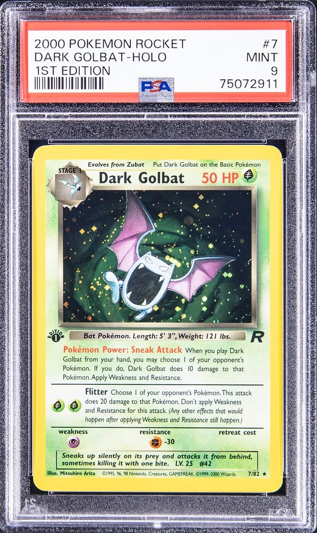 2000 Pokemon Rocket 1st Edition Rare Holofoil Dark Golbat #7 card image