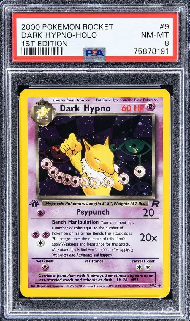 2000 Pokemon Rocket 1st Edition Rare Holofoil Dark Hypno #9 card image