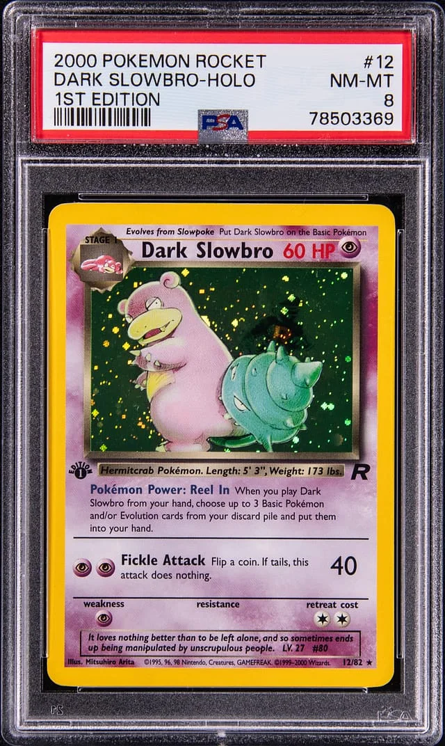 2000 Pokemon Rocket 1st Edition Rare Holofoil Dark Slowbro #12 card image