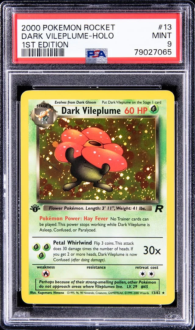 2000 Pokemon Rocket 1st Edition Rare Holofoil Dark Vileplume #13 card image