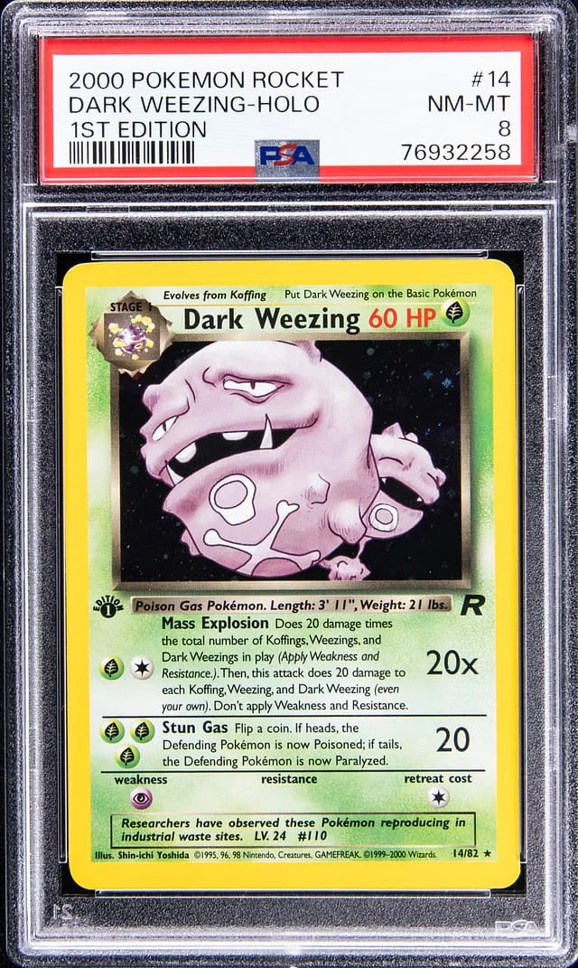 2000 Pokemon Rocket 1st Edition Rare Holofoil Dark Weezing #14 card image
