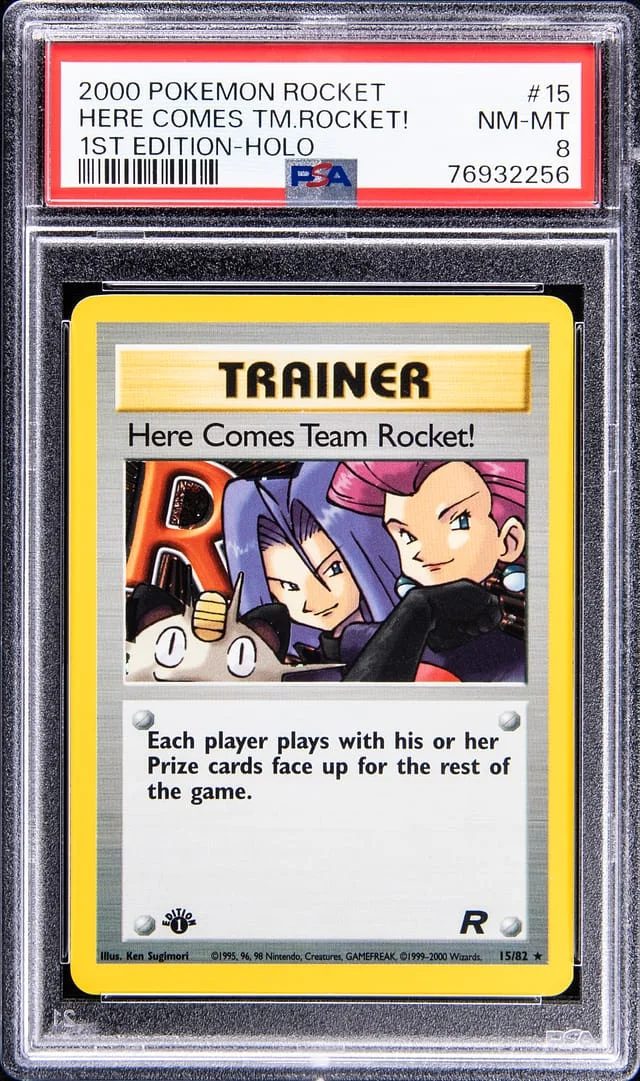 2000 Pokemon Rocket 1st Edition Rare Holofoil Here Comes Team Rocket! #15 card image