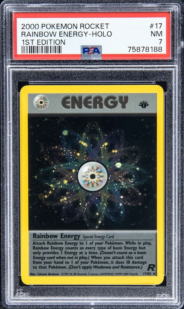 2000 Pokemon Rocket 1st Edition Rare Holofoil Rainbow Energy #17 card image