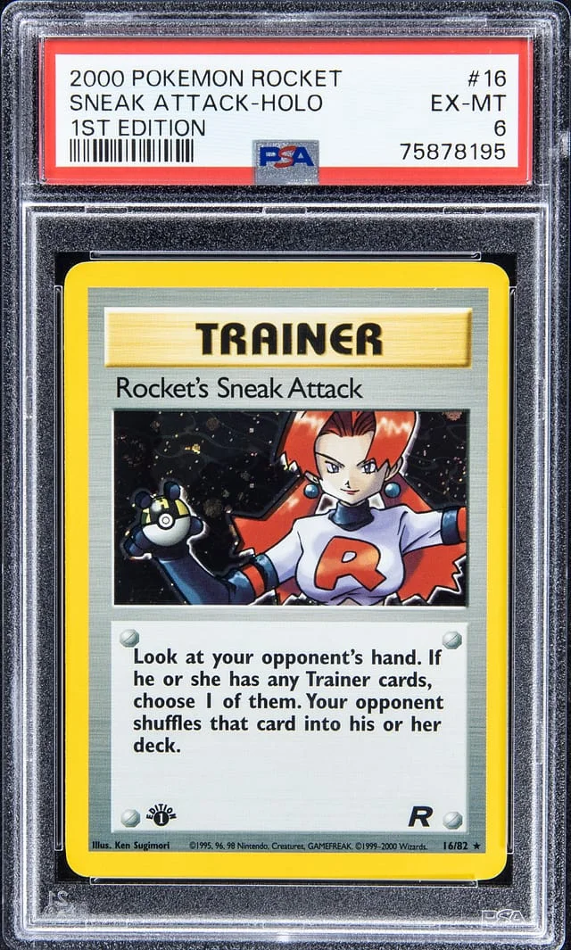 2000 Pokemon Rocket 1st Edition Rare Holofoil Sneak Attack #16 card image
