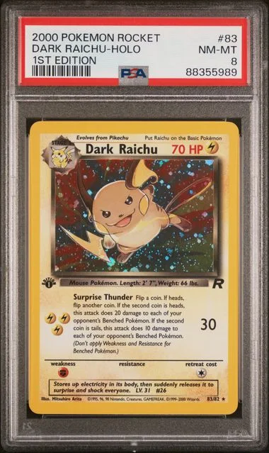 2000 Pokemon Rocket Edition ##83 Dark Raichu-Holo #1st card image