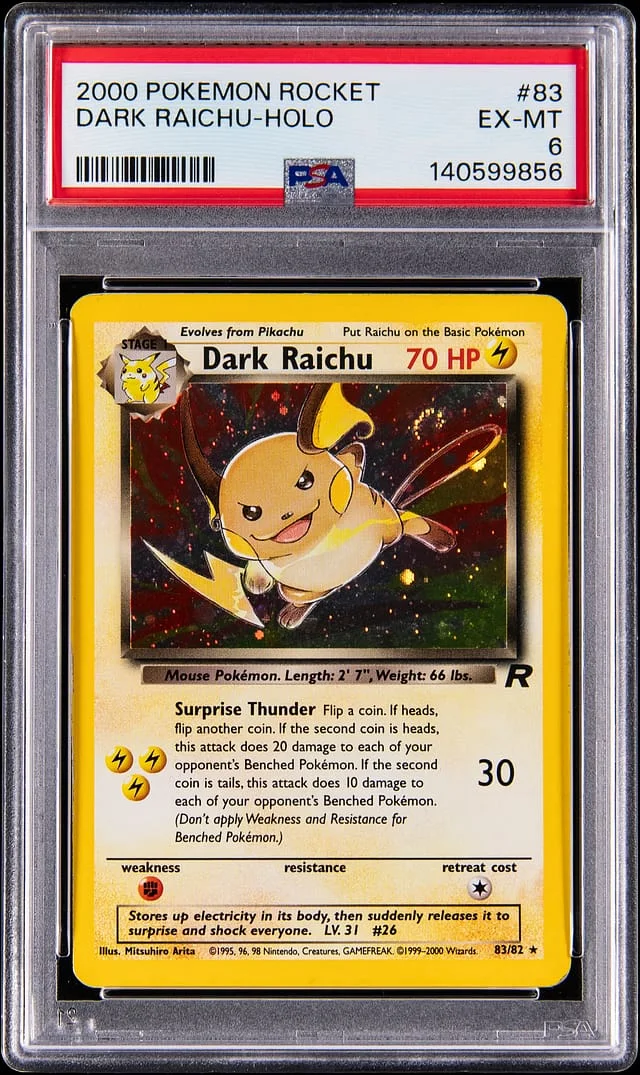 2000 Pokemon Rocket Holo Dark Raichu #83 card image