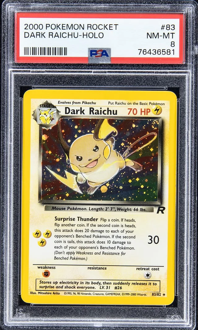 2000 Pokemon Rocket Holofoil Dark Raichu #83 card image