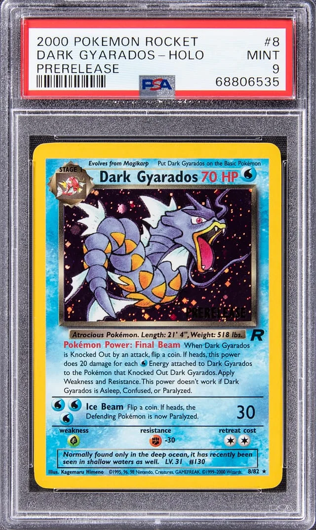 2000 Pokemon Rocket Prerelease Promo Rare Holofoil Dark Gyarados #8 card image